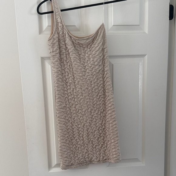 One-Shoulder Textured Cream Dress - Picture 1 of 3